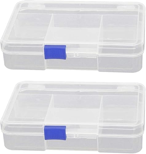 Bettomshin Caja de almacenamiento de componentes PP, 5-1116"x3-1516x1-14"(5.709x3.937x1.260 in) contenedor organizador de plástico 5 rejillas fijas
