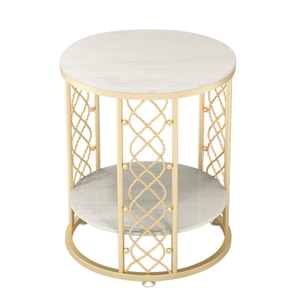 Table basse ronde en marbre salon chambre et bout de canapé fer