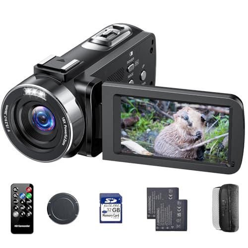 Camcorder Video Camera 4K 30fps 42MP YouTube Vlogging Camera 18x Digital Zoom Cam Corder with 3.0 Inch 270° Rotation Screen Remote Control 32GB Card 2 Batteries for Wedding Travel
