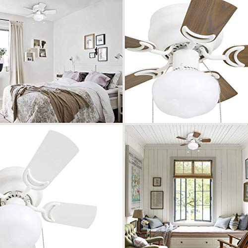 Prominence Home Hero, 28 Inch Traditional Flush Mount Indoor Led Ceiling Fan With Light, Pull Chain, Dual Finish Blades, Reversible Motor - 41530-01 (White) #TOP1