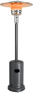 COSTWAY Outdoor Patio Heater, 50000 BTU Propane Heater with Stainless Steel Burner and Wheels, Triple Protection System, Standing Portable Outside Heater for Porch, Deck, Home and Commercial, Grey
