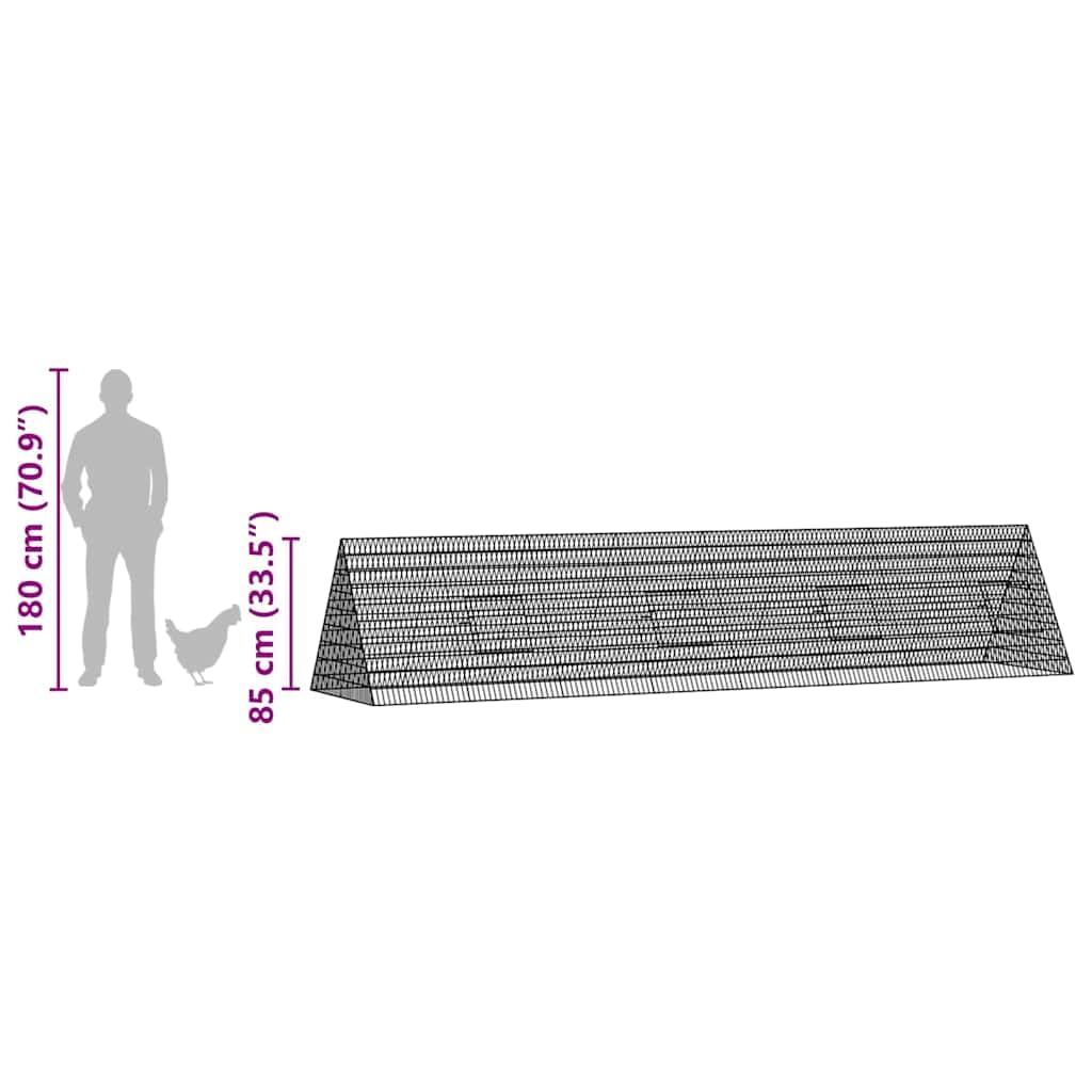Hühnerkäfig Silber verzinkter Stahl 430 x 100 x 85 cm Stabiler Kleintier Käfig mit Dach und Gitter für Garten Balkon Outdoor als Voliere und Freilauf Gehege