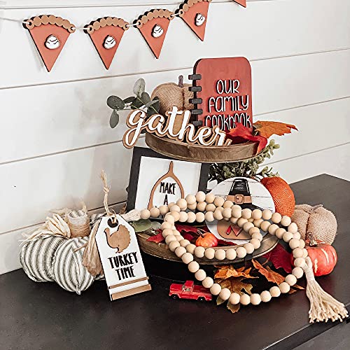 Decorkey Farmhouse Wood Beads Garland, 58 Inch Wooden Beads For Boho Home Decor With Tassels, Rustic Country Decor For Table, Wall, Shelf, Tray, Vase, Living Room, Bedroom, St.patrick Easter Spring #TOP4