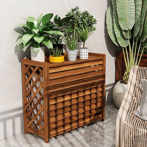 Housse en bois pour climatiseur extérieur - Clôture décorative - Treillage et porte-fleurs - Résistant aux intempéries - Unité de climatisation pour jardin (85 x 35 x 75 cm)