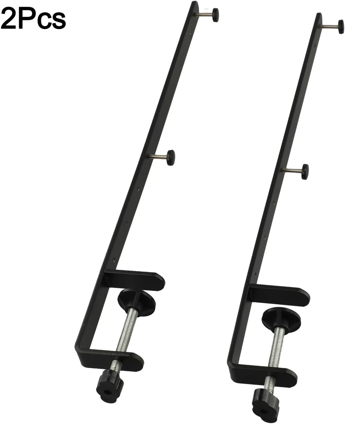 2PCS Extended Desk Clamp Pegboard Fixing Bracket Desktop Accessories Holder Construction Easy Install Adjustable Position for Office Kitchen, Black,41.5x5x2cm