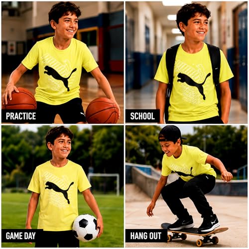 Image of PUMA Boys T-Shirts Athletic Crewneck Short Sleeve Tees (Sizes S-XL)