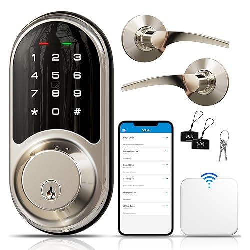 Veise RZ06B-G2 Smart Locks for Front Door with 2 Handles Satin Nickel