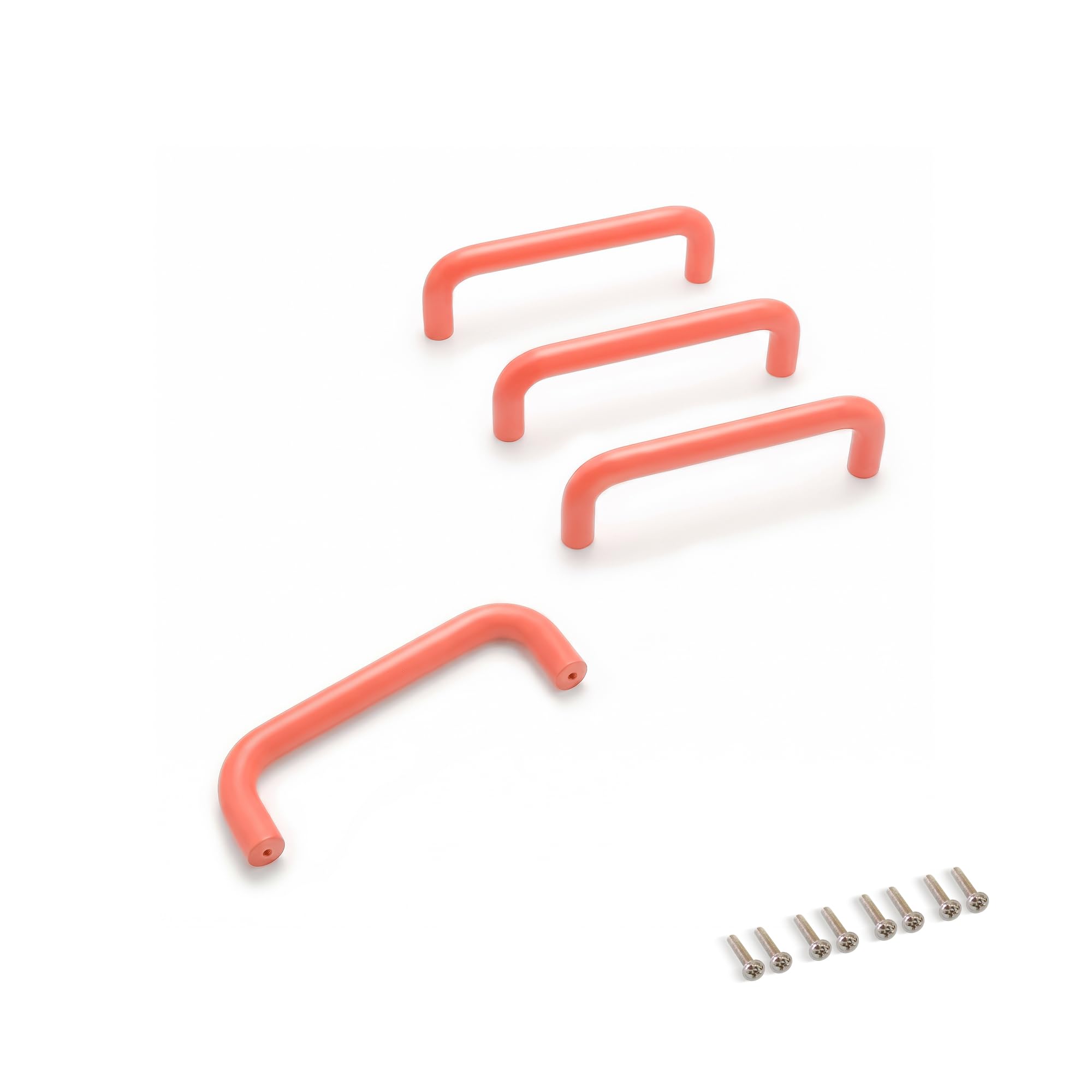 4 Pack Orange Aluminium Handles, 96mm for Small Drawers, Kid Safe Playroom