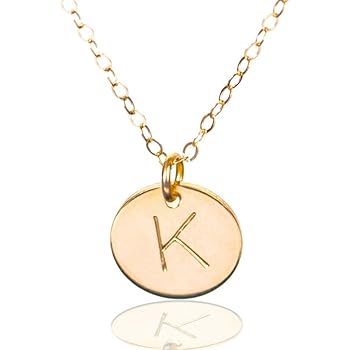 necklace efytal initial filled monogram disc personalized letter simple medium gold custom