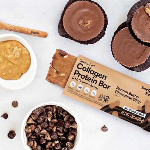 Perfect Keto Collagen Protein Bar, Gluten Free Grass Fed Collagen + Mct Oil, Low Carb, No Sugar Added, High Protein Snacks, Keto Diet Foods thumb #1