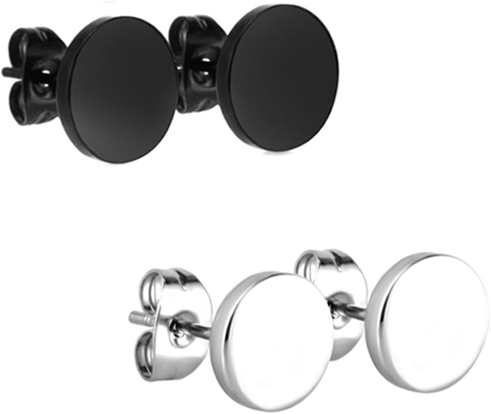 Joybeauti Unisex Stainless Steel Illusion Round Tunnel Plug Post Stud Earrings