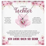 22Feels Liebe Tochter Geschenk SET Von Mama Papa Eltern Mädchen Frauen Herz Halskette Damen Schmuck 925/000 Silber Collier mit Karte, Tasche u.m. - Firmung Konfirmation Geburtstag