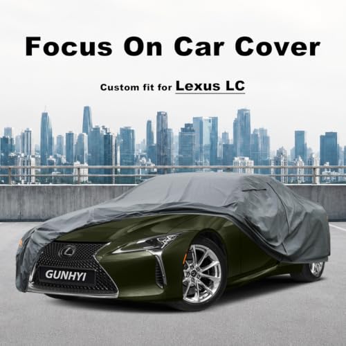 Image of GUNHYI Premium Car Cover Custom Fit Lexus LC, 16 Layers Heavy Duty Car Cover Waterproof All Weather with Zipper Door for Sun Rain Snow Dust Uv Protection