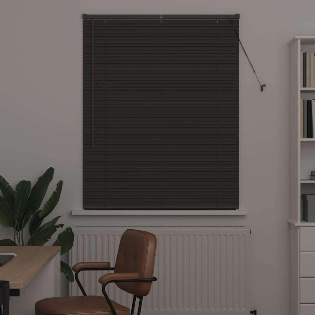 Store Vénitien Aluminium Gris Foncé 130 x 105 cm, Store Fenêtre Intérieur pour Salon, Cuisine et Bureau, Brise-Vue Réglable avec Cordon de Tirage et Clip Sécurité
