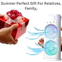 Drumstone (𝐒𝐩𝐞𝐜𝐢𝐚𝐥 𝟏𝟓 𝐘𝐞𝐚𝐫𝐬 𝐖𝐚𝐫𝐫𝐚𝐧𝐭𝐲 Double Ended USB Mist Spray Cooler Fan, Rechargeable Mini Desktop Air Cooler with Water Mist, Portable Personal Cooling Fan for gallery image