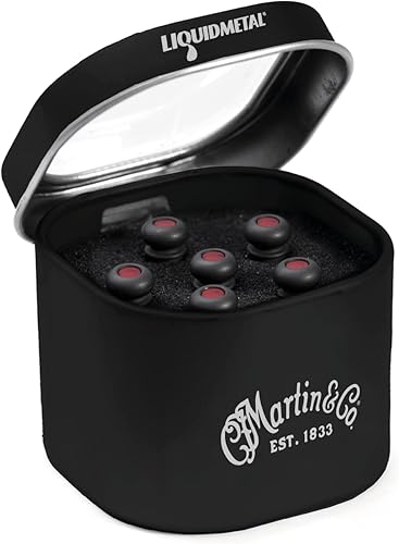 LUXE BY MARTIN - Pasadores de puente para guitarra acústica  Esmeril turco con incrustaciones rojas  Construcción Liquidmetal para mayor volumen y