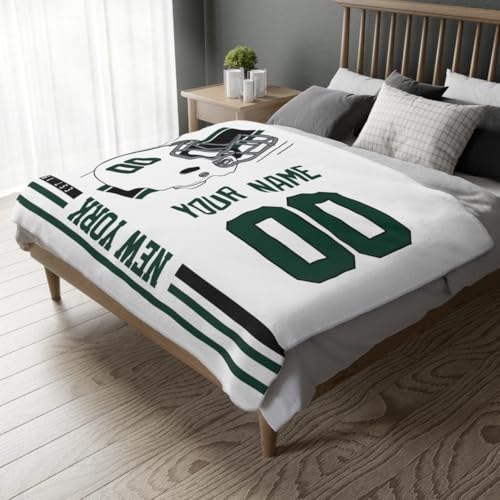 Image of New York J Throw Blanket Custom Name and Number Personalized Gifts for Men and Women