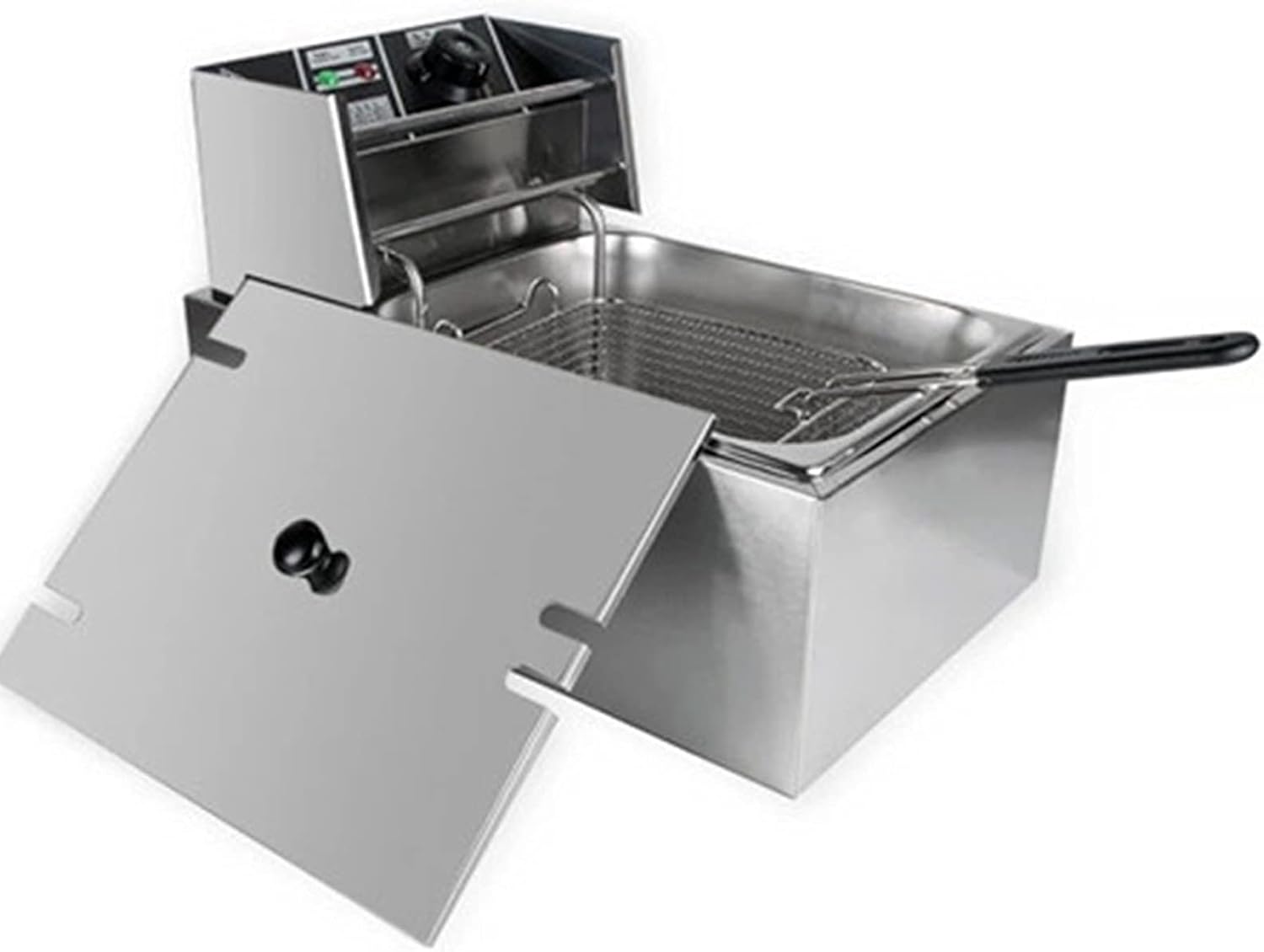 Electric Fryer with Basket & Lid, Countertop Kitchen Fryer, Stainless Steel Fryer for Fries, Onion Rings, Fried Chicken and More,6L