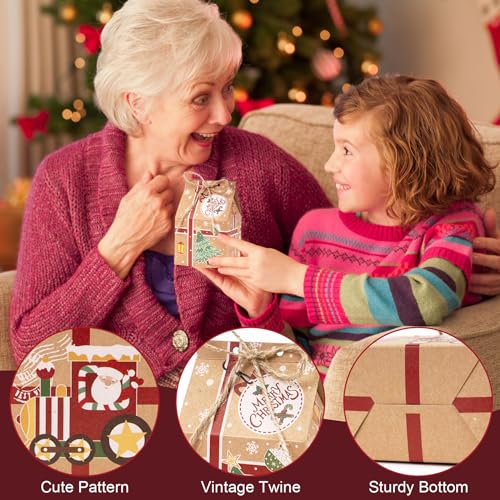 Larcenciel Kraft Christmas Cookie Boxes, 26 Pack House Shaped Christmas Gift Boxes Treat Boxes for Gift Wrapping Supplies, Cute Santa Small Christmas Box for Candy, Cookie, Gingerbread, 6.5×5.7×1.6 in – Image 5