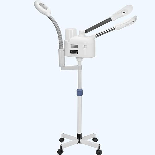 Vaporizadores faciales profesionales 3 en 1 con lámpara de aumento 5X, calefacción PTC, vaporizador de niebla caliente/fría para el hogar, salón de