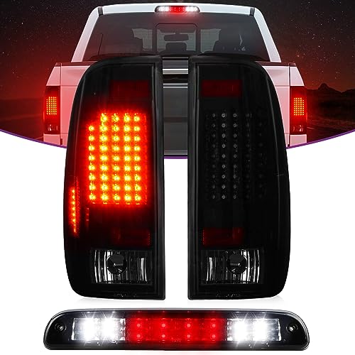 Gubebaili LED Tail Lights + 3rd Brake Light Fit for F250 F350 F450 F550 Super Duty 1999-2007 (Fits Styleside/Fleetside Models Only), Black Housing Smoke Lens by Gubebaili - Used condition - US$67.11