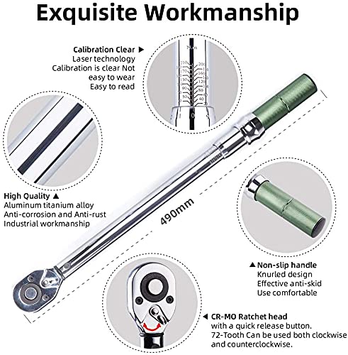 Akm Tool 1/2-Inch Drive Click Torque Wrench Set Dual-Direction Adjustable High Precision Wrench With Buckle #TOP2