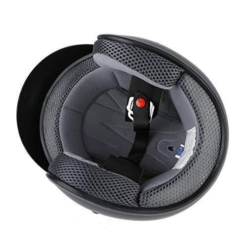 TCT-MOTORPARTS Adult Helmet & Sun Visor DOT 3/4 Open Face Helmet Motorcycle Cafe Racer Scooter (Large, Matte Black)