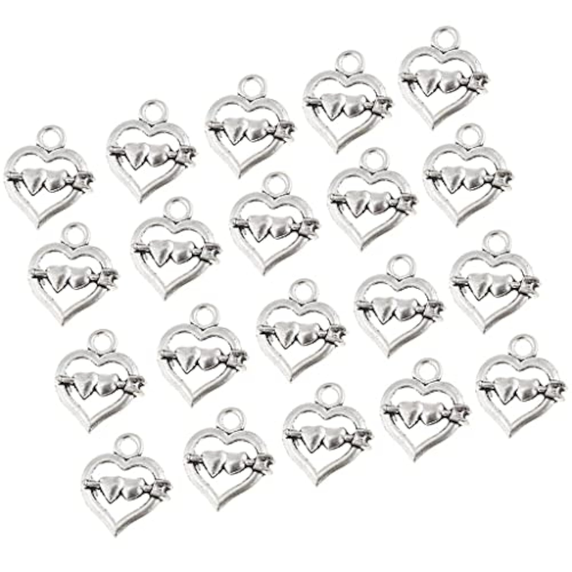 20x Love Heart Design Charms Pendant for DIY Jewelry