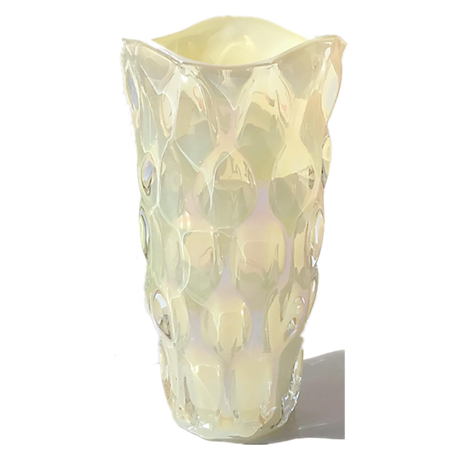 Eastern RockEastern Rock Unbreakable Flower Glass Vase 3.5lb 9.5inch Sparkle vase Bohemian Style, for Centerpieces,Kitchen,Office, Living Room,Wedding,Perfect Home Decor Glass Vase (Sparkle Cream)