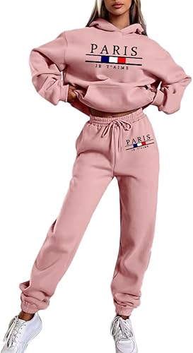 Tuta da donna Loungewear Set St. Patricks stampato per donna, set pigiama morbido a maniche lunghe, pantaloni con tasche, 2 pezzi, tuta da jogging da donna, Colore: rosa., XL