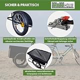 TRUTZHOLM Fahrradanhänger Lastenanhänger & Handwagen 90 Liter Transportanhänger mit Anhängerkupplung und Abdeckplane Kunststoffwanne herausnehmbar Fahrradwagen Trailer, Schwarz