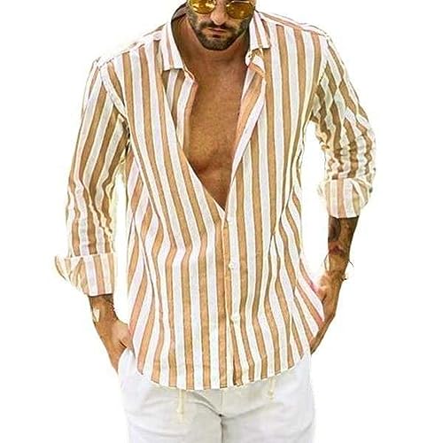 Chemises de grande taille pour hommes de couleur jaune en taille XS style classique décontracté