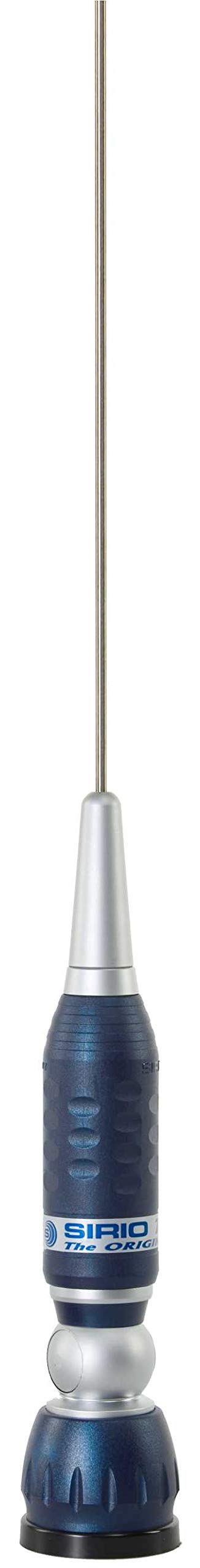 Sirio Antenne Turbo 1000 Blue Line, Antena CB de vehículo, frecuencia 27 – 28,5 MHz, Potencia máxima 1000 W (CW) Short Time, lápiz Inoxidable, inclinable 90°, Altura 1,15 m, Cable de 4 m Incluido