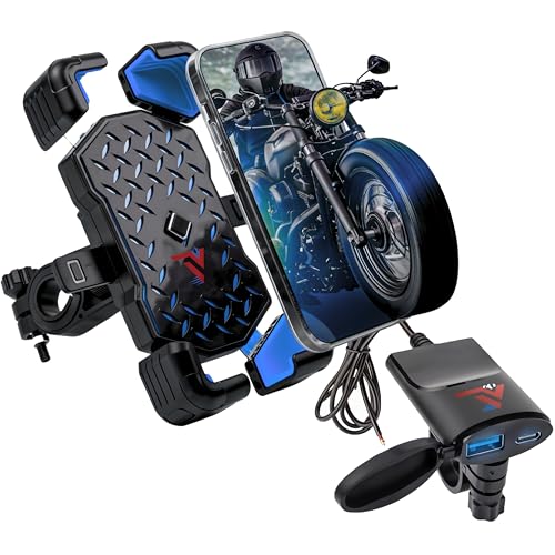 Cell Phone Mount with Dual USB-C for Motorcycle, Scooter or ...