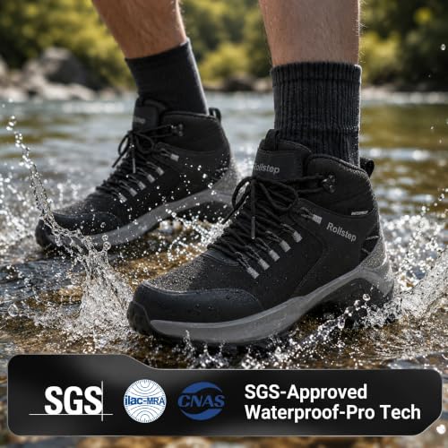 Image of Mens Waterproof Hiking Boots Outdoor Lightweight Work Ankle Boots All-Terrain Trekking Hiking Shoes US 7.5-12