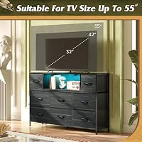 WLIVE LED Dresser TV Stand for 55 Inch TV, 8 Drawers, Dark Gray — image 7