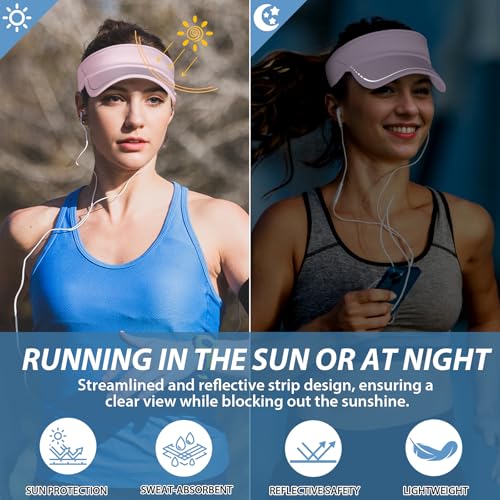 Image of Sukeen Sports Sun Visor for Men Women, Lightweight Adjustable Visor Hat, Reflective Running Tennis Golf Visor, Sunglass Slots