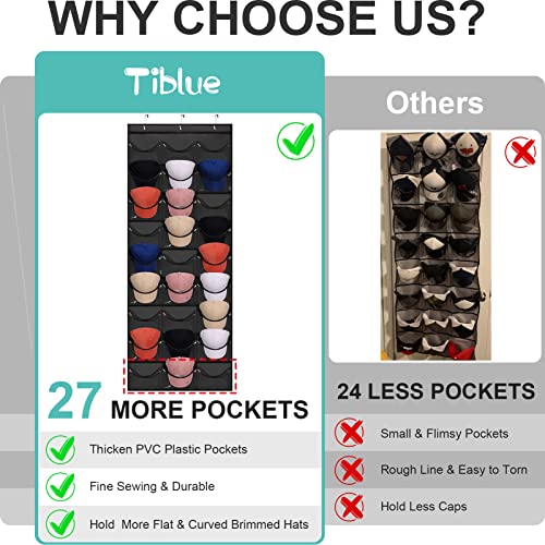 Hat Rack For Baseball Caps 27 Pockets Organizer Hanging Over The Door Storage Closet Wall With Large Clear & 3 Hooks Holder Hanger For Sport #TOP4