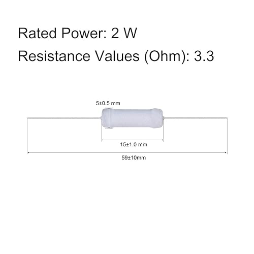 Miniatura 2 de uxcell 30 resistencias de 3.3 ohmios, resistencias de película de óxido de metal de tolerancia de 2 W, 5 %, plomo axial, a prueba de llama para
