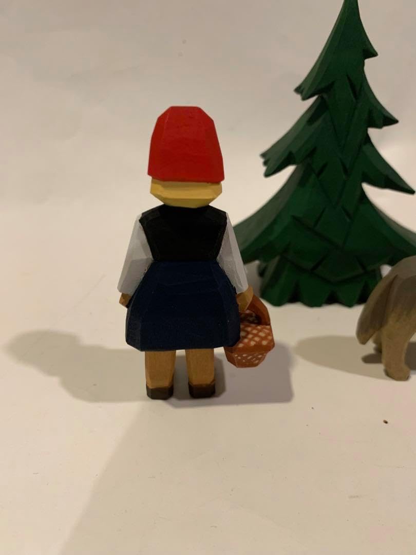 アトリエニキ ドイツ ハーン社 木彫り人形 赤ずきんとオオカミ ATELIER