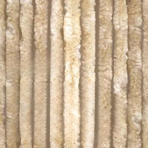 Trente Rideaux à franges de chat Flauschvorhang Beige, différentes tailles, rideau de porte pour camping-car, rideau à cordon pour balcon 100 x 220 cm