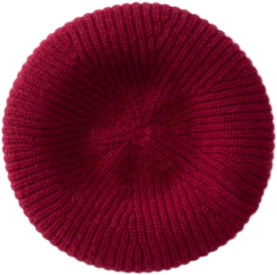 100% Cashmere Beret Hats for Women,Classic French Beanie Winter Hat, Rolled Brim SL-8066