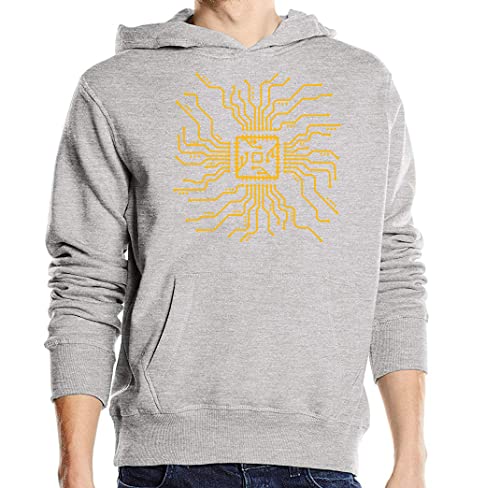 Sweat à capuche CPU homme femme pull gris coton informatique