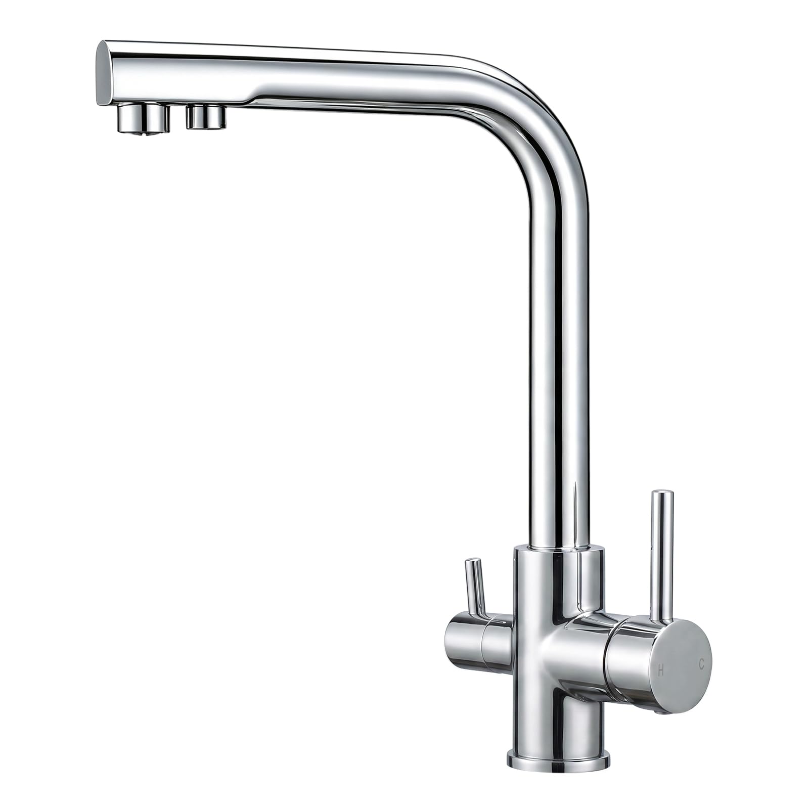 Hapilife 3 Way Kitchen Tap with Water Filter Dual Lever 2 Outlets Chrome — image 1