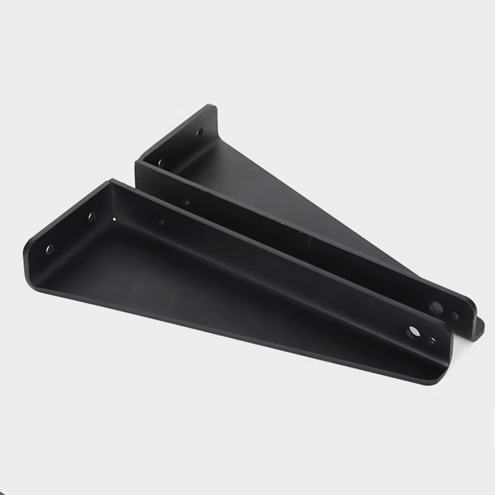 Soportes de pared resistentes en forma de L, soportes flotantes de metal para soportes de TV, escritorios, armarios y encimeras, acabado negro, 320 mm, incluye tornillos para una fácil instalación