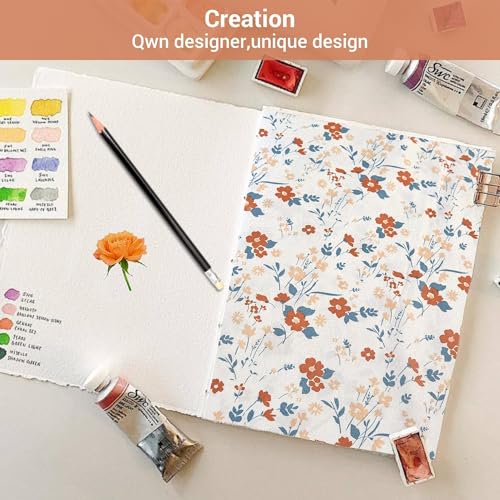 Image of Softan Floral Full Sheet Set, Orange Flower Printed Bed Sheets - 4 Piece Soft Microfiber Patterned Fitted Sheets with 15 inch Deep Pocket & Non-Slip Straps, Cute Flower Sheets & Pillowcase Set