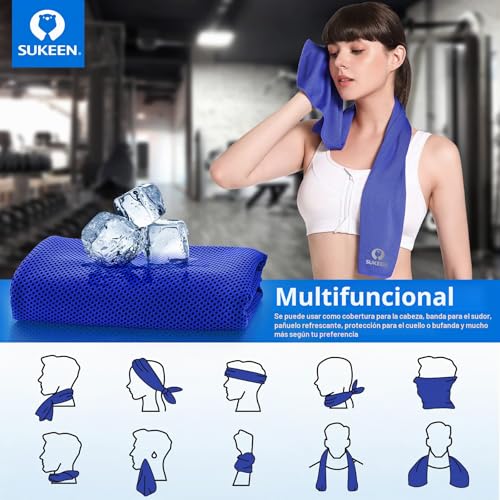 Miniatura 5 de Sukeen Paquete De 4 Toallas De Refrigeración 40 X 12 Pulgadas , Toalla De Hielo, Toalla Fría Suave Y Transpirable, Toalla De Microfibra Para Yoga, Deportes, Correr, Gimnasio, Entrenamiento, Camping,