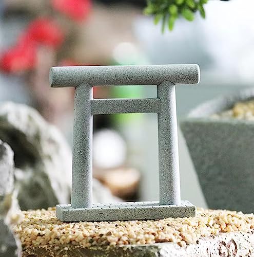 Image of livelyfish Japanese Fish Tank Decorations Asian Aquarium Decor Torii Gate Ornament Japanese Shrine Oriental Pagoda Aquarium Sandstone Bridge Statues Betta Fish Decorations for Tank, S3