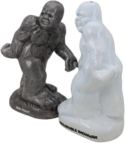 Miniatura 2 de Ebros - Juego de salero y pimentero de cerámica con diseño de muñeco de nieve blanco abominable y muñeco de nieve blanco, Yeti y gris, Sasquatch,