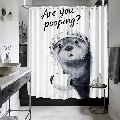 puuiui Extra Long Shower Curtain XL are You Pooping Otter, 108 x 72 Inchs